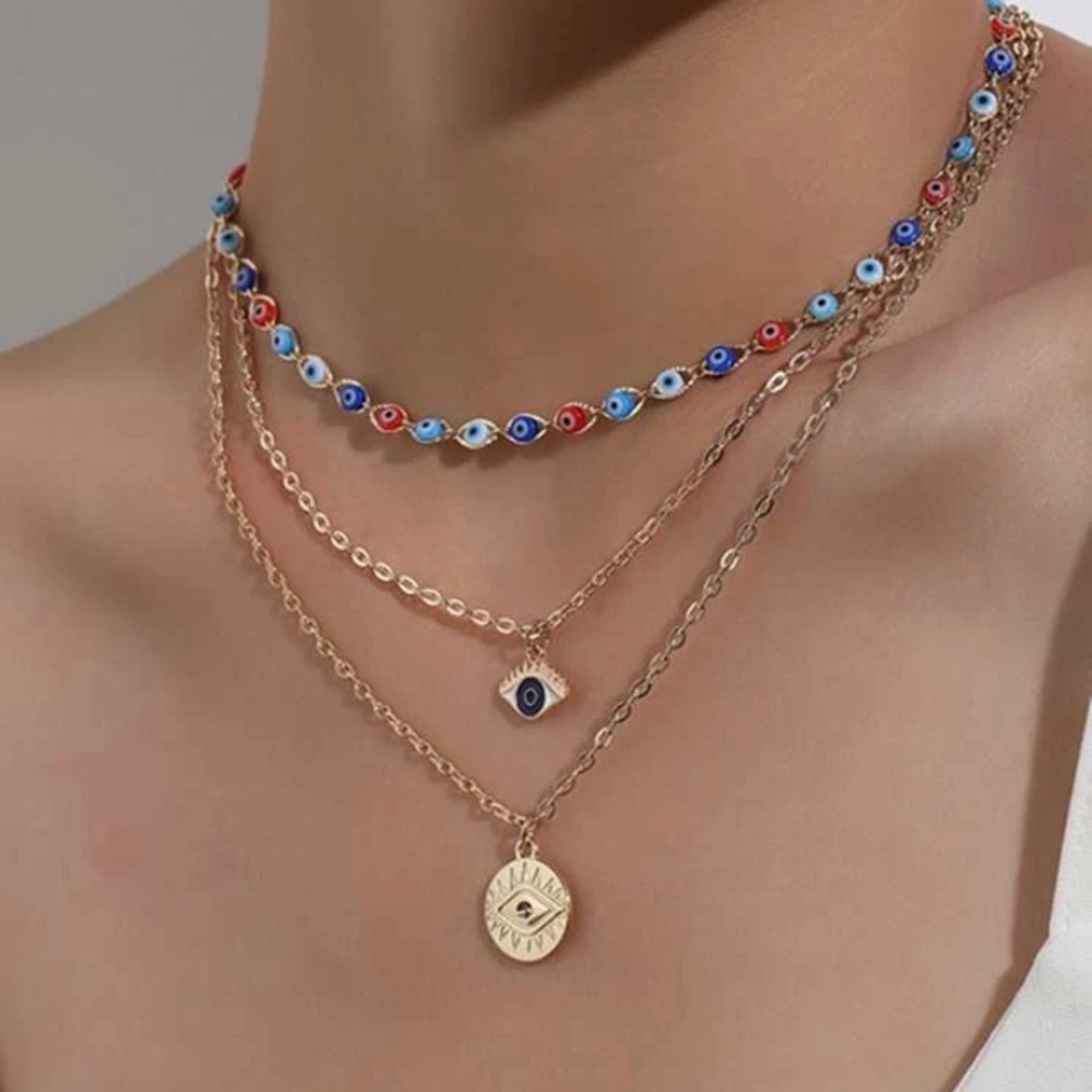 Evil eye necklace set